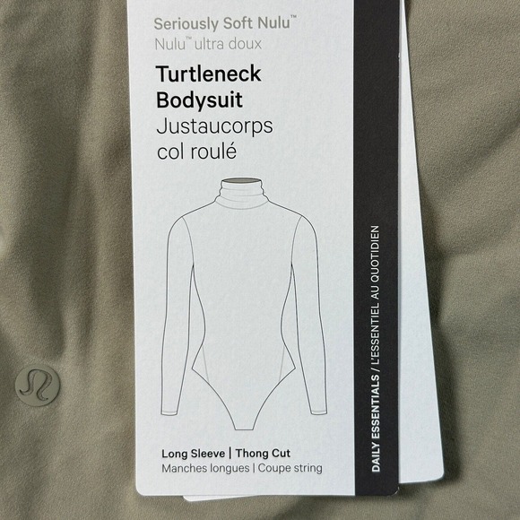 Lululemon Ultra Soft Nulu Turtleneck Bodysuit RVSN River Stone Grey Tan Size XS - Picture 8 of 10